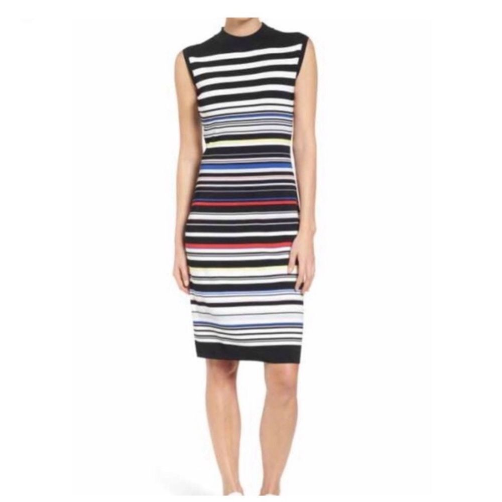 Halogen Women’s Size Large Striped Knit Sleeveless Knee Length Stretch Dress